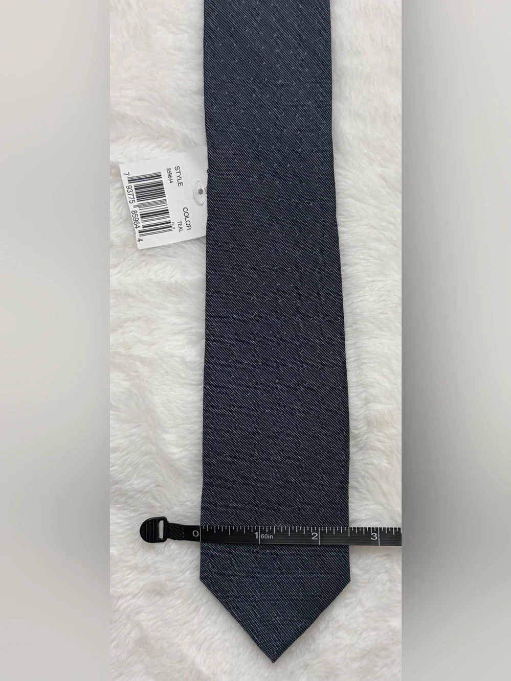 NWT Calvin Klein Men's Teal Blue Textured Micro Dot Silk Blend Tie